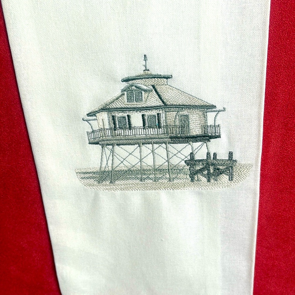 Mobile Bay Lighthouse Embroidered Hand Towel